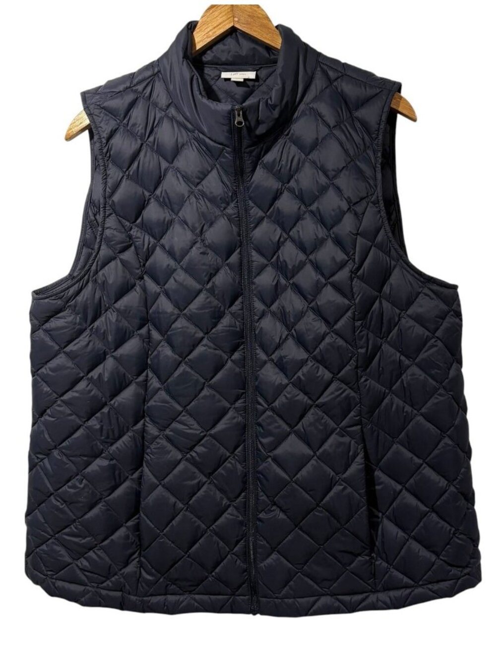 J. Jill Down Filled Lightweight Quilted Puffer Vest Navy Blue Sz XL Full Zip